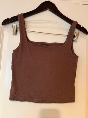 Pink Rose Brown Square-Neck  Cropped Tank Top Juniors Size Small